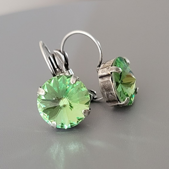 Austrian Crystal Earrings in Antique Silver - Picture 4 of 8